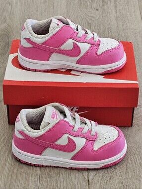 Nike Dunk Low Toddler Girls Pink White Sneakers Size 7C